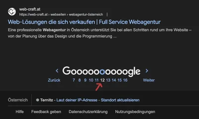 Screenshot eines Google Suchmaschinen Rankings nach einer SEO Optimierung Google Suchmaschinen Ranking nach einer ordentlichen SEO Optimierung