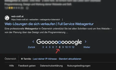 Screenshot eines Google Suchmaschinen Rankings vor einer SEO Optimierung Google Suchmaschinen Ranking vor einer ordentlichen SEO Optimierung