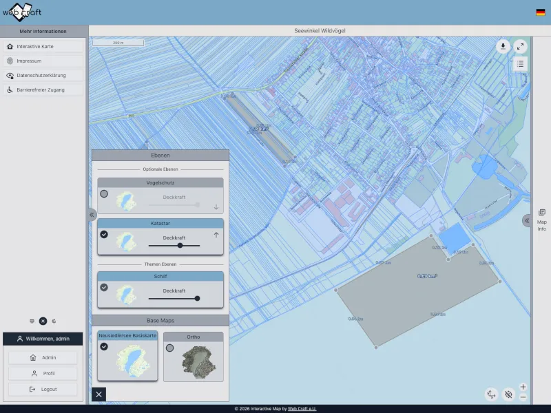 Interaktive Karte mit offener Ebenenauswahl Interaktive Karte mit offener Ebenenauswahl