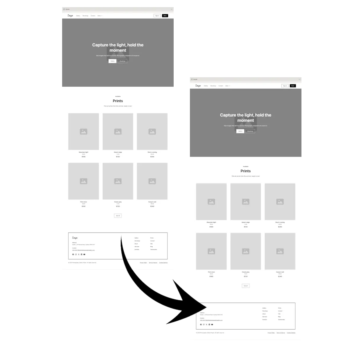 Zwei identisch ausschauende Baukasten-Landingpages