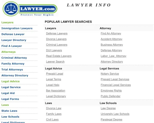 Screenshot einer alten Rechtsanwalts-Webseite