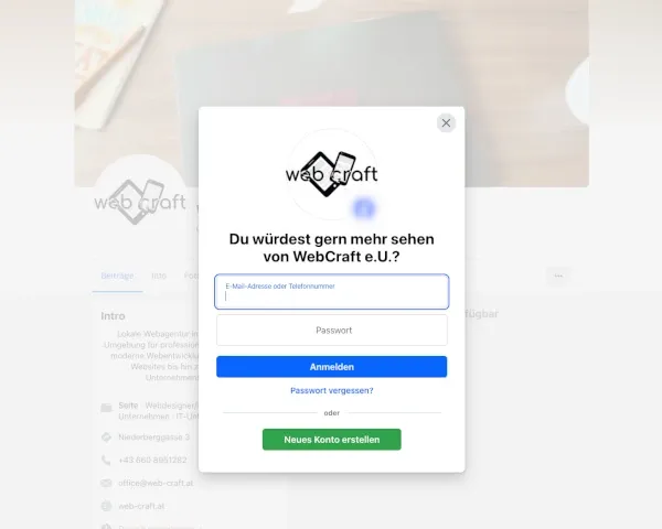 Facebook Account Page of WebCraft e.U.