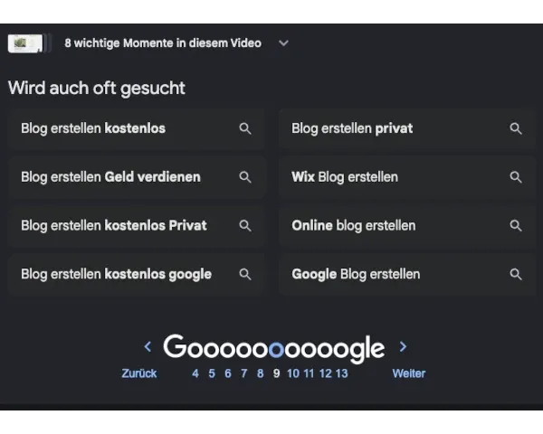Google Suchplatzierung mit Rang 9 bei nicht-optimiertem Blog