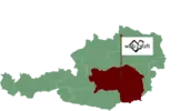 Webdesign in der Steiermark Standortbezogene Webdesign-Dienstleistungen in der Steiermark, hervorgehobene Region auf Österreich-Karte