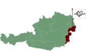 Bild von Österreich mit Burgenland farblich hervorgehoben