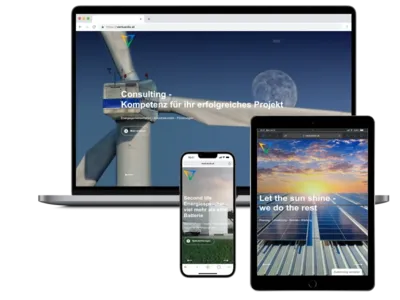 Ventusolis Webseite aus 2025 auf verschiedenen Endgeräten responsive dargestellt