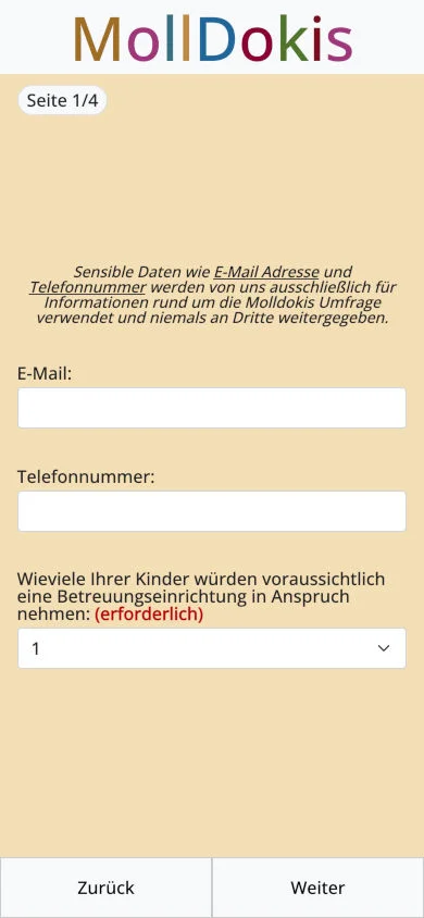 Online Umfragen Referenz in Smartphone-Größe Screenshot einer meiner Referenzen in Form einer Online Umfrage in Tablet-Größe